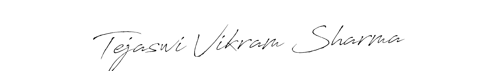 How to make Tejaswi Vikram Sharma name signature. Use Antro_Vectra style for creating short signs online. This is the latest handwritten sign. Tejaswi Vikram Sharma signature style 6 images and pictures png