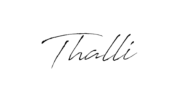 Design your own signature with our free online signature maker. With this signature software, you can create a handwritten (Antro_Vectra) signature for name Thalli. Thalli signature style 6 images and pictures png