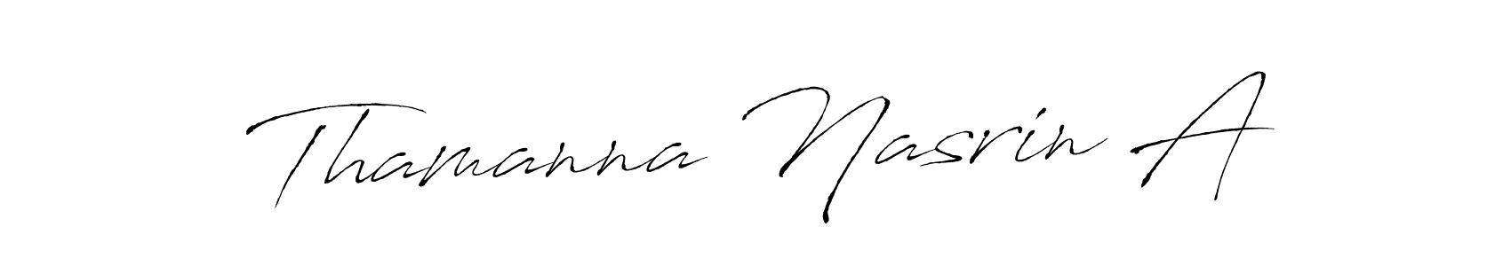How to make Thamanna Nasrin A name signature. Use Antro_Vectra style for creating short signs online. This is the latest handwritten sign. Thamanna Nasrin A signature style 6 images and pictures png