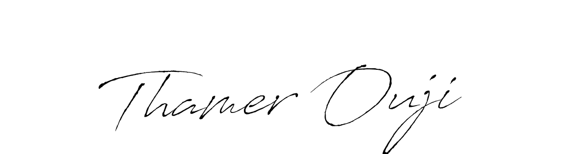 The best way (Antro_Vectra) to make a short signature is to pick only two or three words in your name. The name Thamer Ouji include a total of six letters. For converting this name. Thamer Ouji signature style 6 images and pictures png