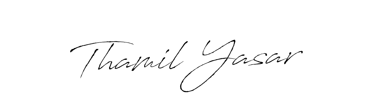 The best way (Antro_Vectra) to make a short signature is to pick only two or three words in your name. The name Thamil Yasar include a total of six letters. For converting this name. Thamil Yasar signature style 6 images and pictures png
