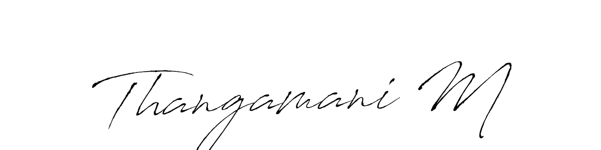 The best way (Antro_Vectra) to make a short signature is to pick only two or three words in your name. The name Thangamani M include a total of six letters. For converting this name. Thangamani M signature style 6 images and pictures png