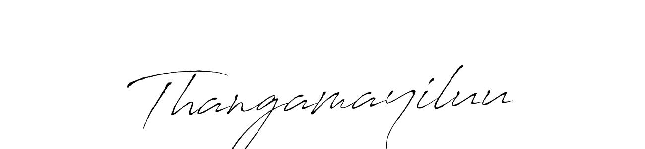 Antro_Vectra is a professional signature style that is perfect for those who want to add a touch of class to their signature. It is also a great choice for those who want to make their signature more unique. Get Thangamayiluu name to fancy signature for free. Thangamayiluu signature style 6 images and pictures png