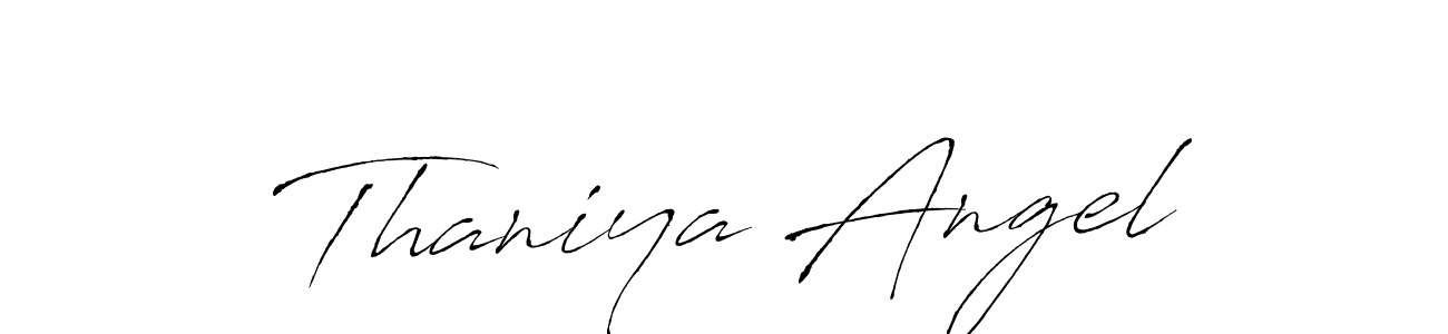 The best way (Antro_Vectra) to make a short signature is to pick only two or three words in your name. The name Thaniya Angel include a total of six letters. For converting this name. Thaniya Angel signature style 6 images and pictures png