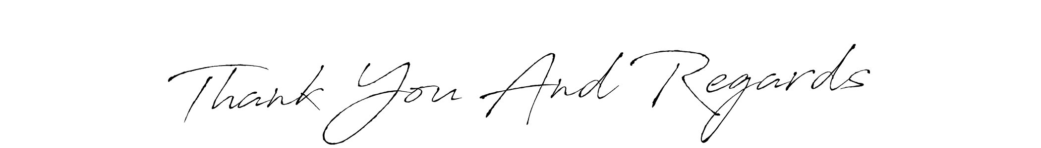 How to make Thank You And Regards signature? Antro_Vectra is a professional autograph style. Create handwritten signature for Thank You And Regards name. Thank You And Regards signature style 6 images and pictures png