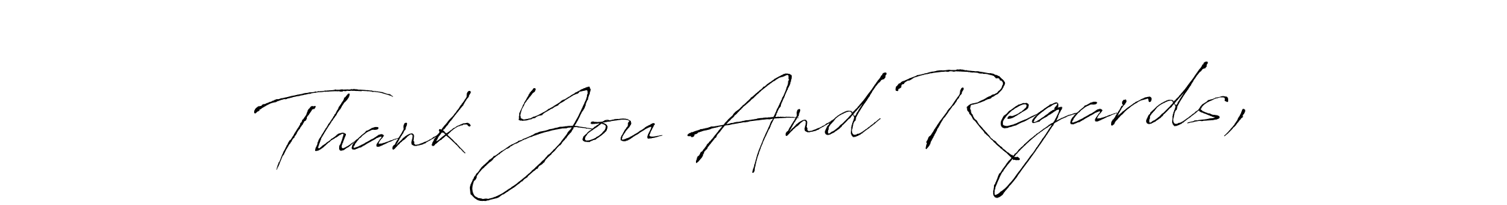 Similarly Antro_Vectra is the best handwritten signature design. Signature creator online .You can use it as an online autograph creator for name Thank You And Regards,. Thank You And Regards, signature style 6 images and pictures png
