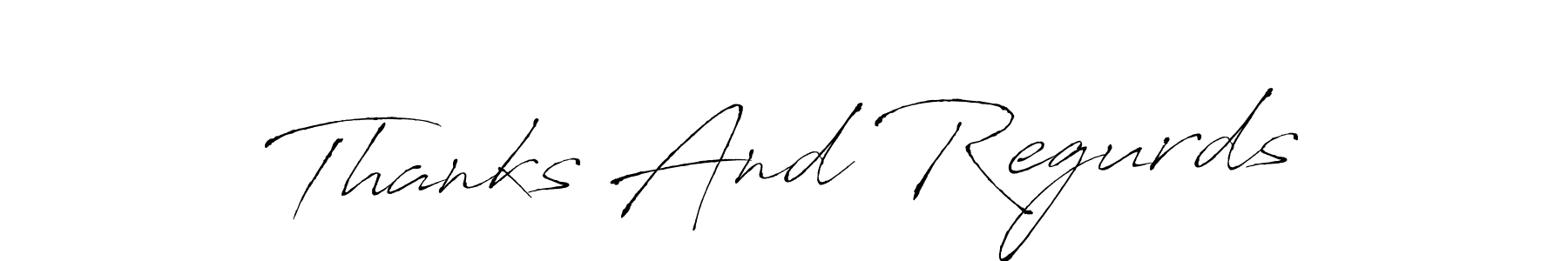 Similarly Antro_Vectra is the best handwritten signature design. Signature creator online .You can use it as an online autograph creator for name Thanks And Regurds. Thanks And Regurds signature style 6 images and pictures png