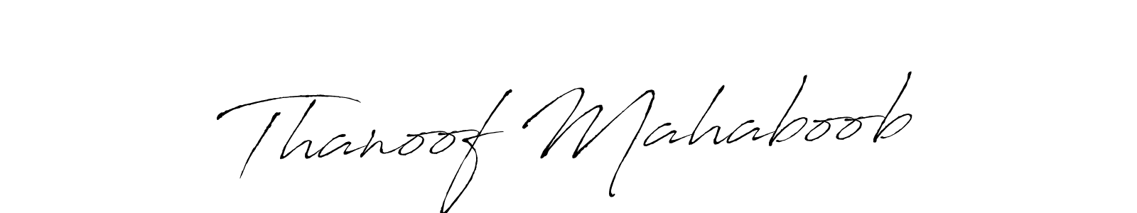 How to make Thanoof Mahaboob name signature. Use Antro_Vectra style for creating short signs online. This is the latest handwritten sign. Thanoof Mahaboob signature style 6 images and pictures png