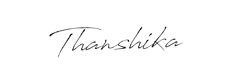 Create a beautiful signature design for name Thanshika. With this signature (Antro_Vectra) fonts, you can make a handwritten signature for free. Thanshika signature style 6 images and pictures png