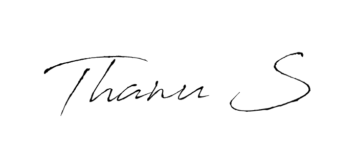 if you are searching for the best signature style for your name Thanu S. so please give up your signature search. here we have designed multiple signature styles  using Antro_Vectra. Thanu S signature style 6 images and pictures png