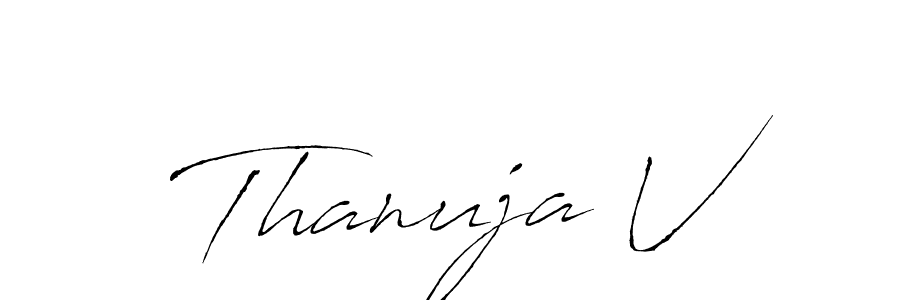 How to make Thanuja V signature? Antro_Vectra is a professional autograph style. Create handwritten signature for Thanuja V name. Thanuja V signature style 6 images and pictures png