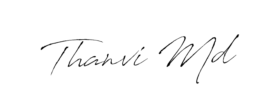 How to make Thanvi Md signature? Antro_Vectra is a professional autograph style. Create handwritten signature for Thanvi Md name. Thanvi Md signature style 6 images and pictures png