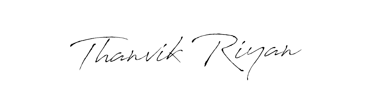 Create a beautiful signature design for name Thanvik Riyan. With this signature (Antro_Vectra) fonts, you can make a handwritten signature for free. Thanvik Riyan signature style 6 images and pictures png