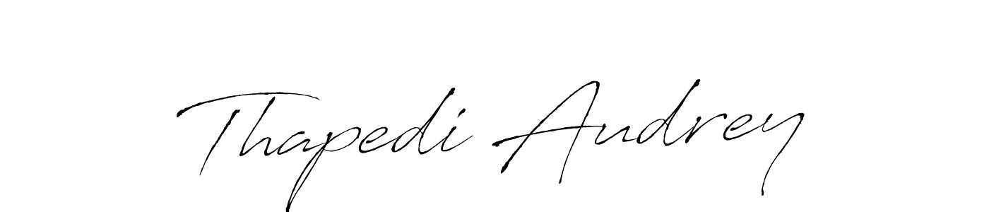 How to make Thapedi Audrey name signature. Use Antro_Vectra style for creating short signs online. This is the latest handwritten sign. Thapedi Audrey signature style 6 images and pictures png