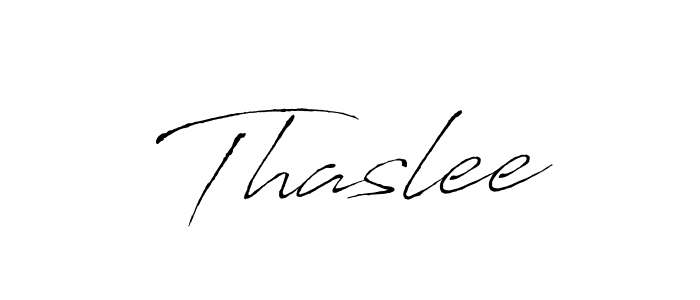 Use a signature maker to create a handwritten signature online. With this signature software, you can design (Antro_Vectra) your own signature for name Thaslee. Thaslee signature style 6 images and pictures png