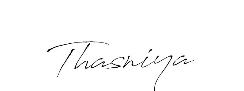 Make a beautiful signature design for name Thasniya. With this signature (Antro_Vectra) style, you can create a handwritten signature for free. Thasniya signature style 6 images and pictures png