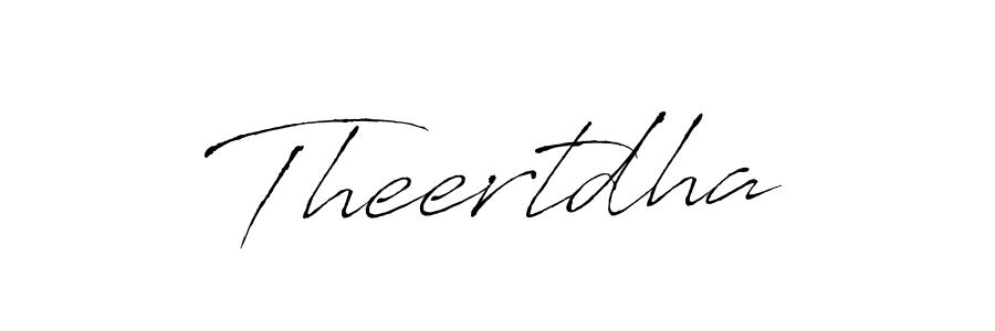 The best way (Antro_Vectra) to make a short signature is to pick only two or three words in your name. The name Theertdha include a total of six letters. For converting this name. Theertdha signature style 6 images and pictures png