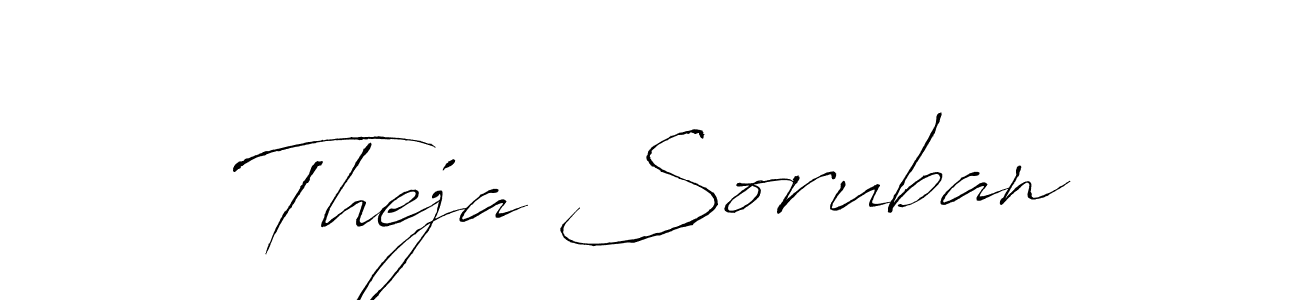 How to make Theja Soruban signature? Antro_Vectra is a professional autograph style. Create handwritten signature for Theja Soruban name. Theja Soruban signature style 6 images and pictures png
