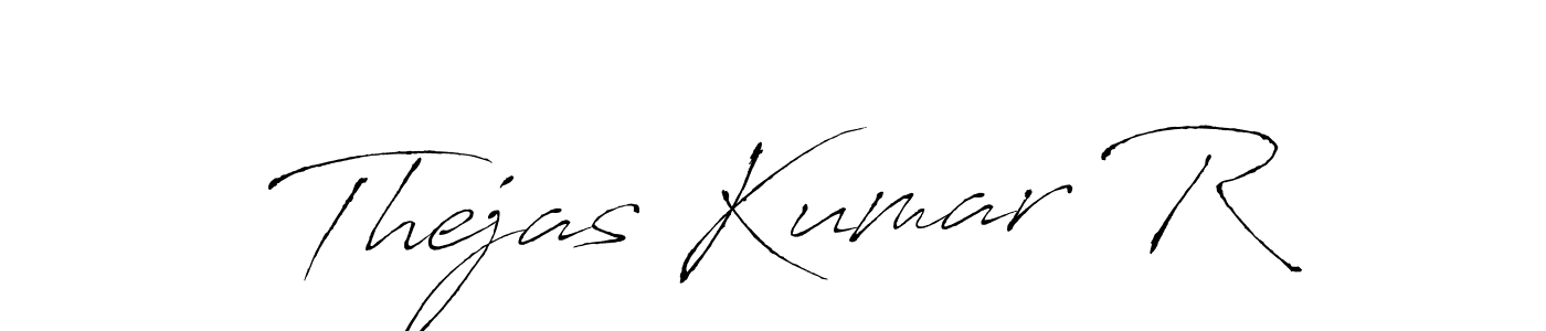 Create a beautiful signature design for name Thejas Kumar R. With this signature (Antro_Vectra) fonts, you can make a handwritten signature for free. Thejas Kumar R signature style 6 images and pictures png