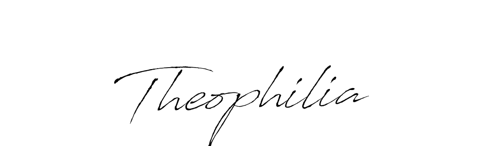 Make a beautiful signature design for name Theophilia. With this signature (Antro_Vectra) style, you can create a handwritten signature for free. Theophilia signature style 6 images and pictures png