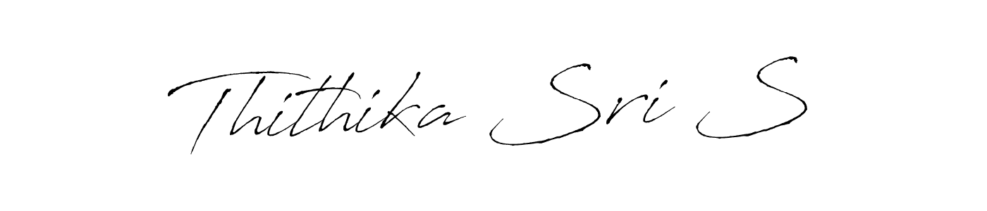 The best way (Antro_Vectra) to make a short signature is to pick only two or three words in your name. The name Thithika Sri S include a total of six letters. For converting this name. Thithika Sri S signature style 6 images and pictures png