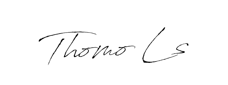 The best way (Antro_Vectra) to make a short signature is to pick only two or three words in your name. The name Thomo Ls include a total of six letters. For converting this name. Thomo Ls signature style 6 images and pictures png
