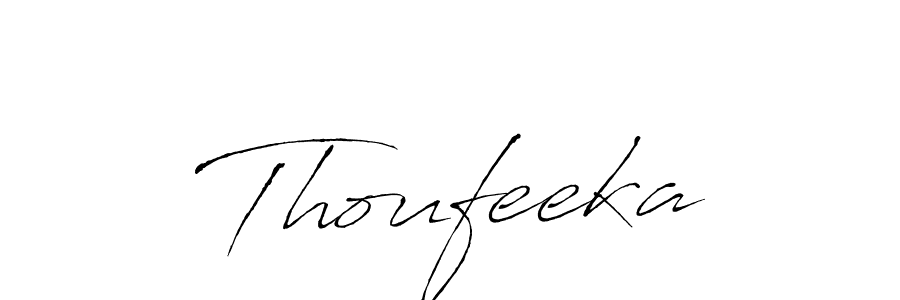 How to make Thoufeeka name signature. Use Antro_Vectra style for creating short signs online. This is the latest handwritten sign. Thoufeeka signature style 6 images and pictures png