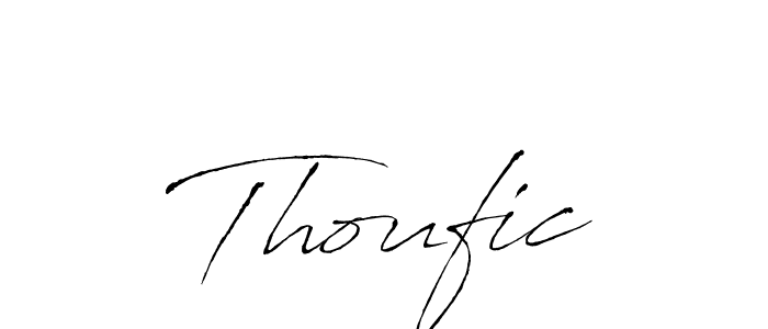 Use a signature maker to create a handwritten signature online. With this signature software, you can design (Antro_Vectra) your own signature for name Thoufic. Thoufic signature style 6 images and pictures png