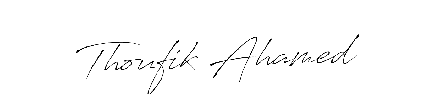 How to make Thoufik Ahamed signature? Antro_Vectra is a professional autograph style. Create handwritten signature for Thoufik Ahamed name. Thoufik Ahamed signature style 6 images and pictures png