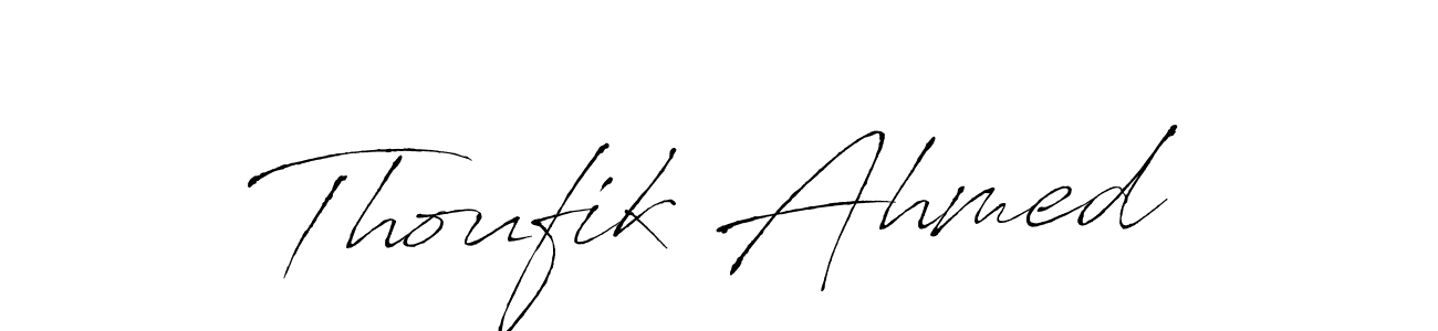 How to make Thoufik Ahmed name signature. Use Antro_Vectra style for creating short signs online. This is the latest handwritten sign. Thoufik Ahmed signature style 6 images and pictures png