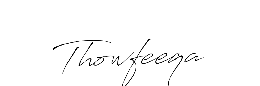 How to make Thowfeeqa signature? Antro_Vectra is a professional autograph style. Create handwritten signature for Thowfeeqa name. Thowfeeqa signature style 6 images and pictures png