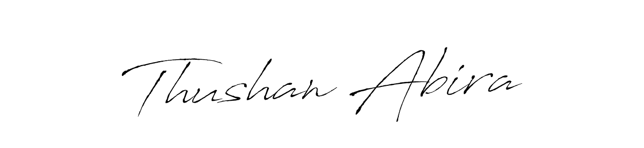 Antro_Vectra is a professional signature style that is perfect for those who want to add a touch of class to their signature. It is also a great choice for those who want to make their signature more unique. Get Thushan Abira name to fancy signature for free. Thushan Abira signature style 6 images and pictures png