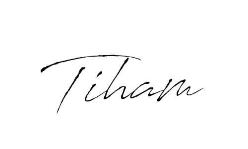 Use a signature maker to create a handwritten signature online. With this signature software, you can design (Antro_Vectra) your own signature for name Tiham. Tiham signature style 6 images and pictures png