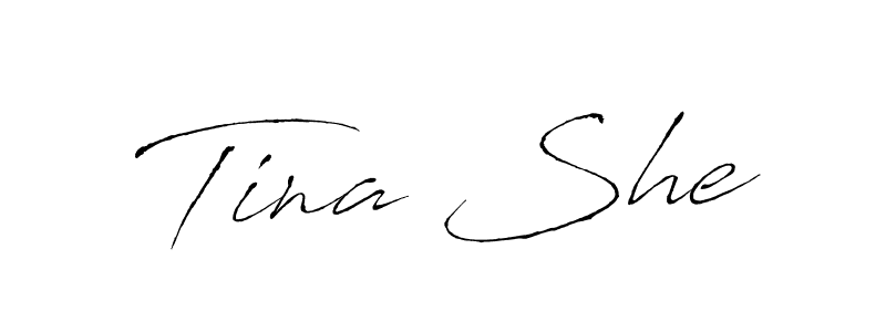How to make Tina She signature? Antro_Vectra is a professional autograph style. Create handwritten signature for Tina She name. Tina She signature style 6 images and pictures png