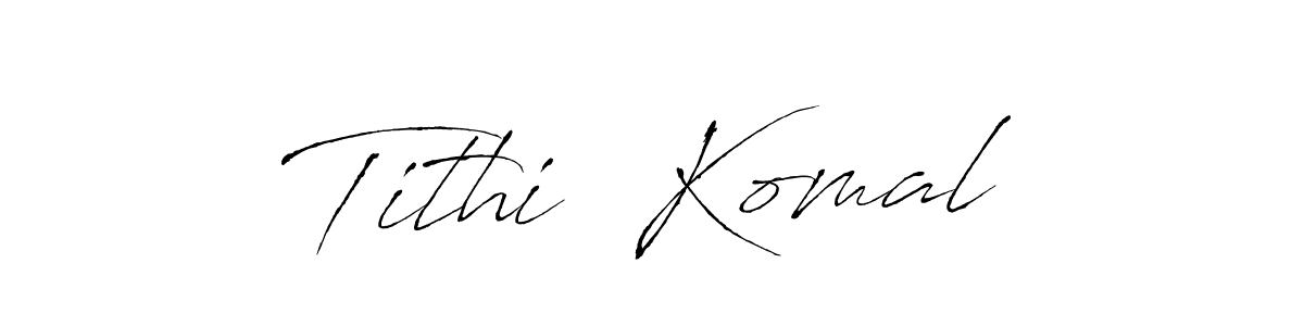 Similarly Antro_Vectra is the best handwritten signature design. Signature creator online .You can use it as an online autograph creator for name Tithi  Komal. Tithi  Komal signature style 6 images and pictures png