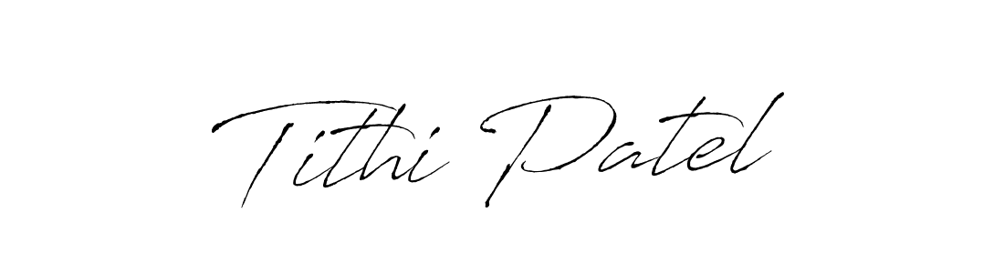 Tithi Patel stylish signature style. Best Handwritten Sign (Antro_Vectra) for my name. Handwritten Signature Collection Ideas for my name Tithi Patel. Tithi Patel signature style 6 images and pictures png