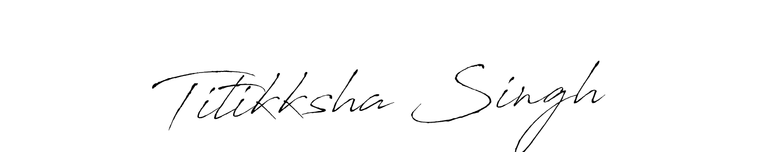 The best way (Antro_Vectra) to make a short signature is to pick only two or three words in your name. The name Titikksha Singh include a total of six letters. For converting this name. Titikksha Singh signature style 6 images and pictures png