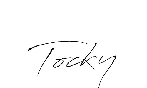 How to make Tocky signature? Antro_Vectra is a professional autograph style. Create handwritten signature for Tocky name. Tocky signature style 6 images and pictures png