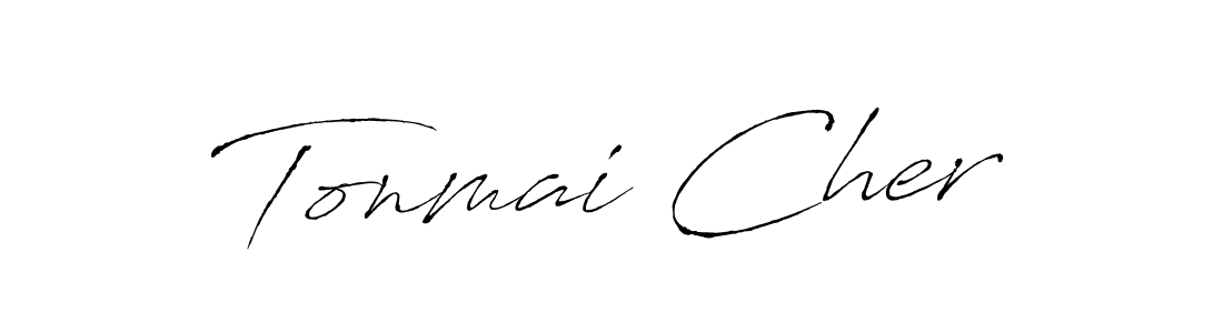 The best way (Antro_Vectra) to make a short signature is to pick only two or three words in your name. The name Tonmai Cher include a total of six letters. For converting this name. Tonmai Cher signature style 6 images and pictures png