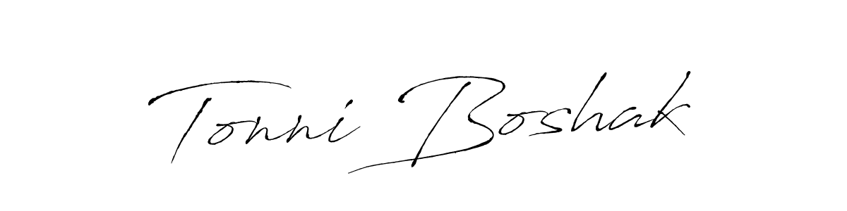 Antro_Vectra is a professional signature style that is perfect for those who want to add a touch of class to their signature. It is also a great choice for those who want to make their signature more unique. Get Tonni Boshak name to fancy signature for free. Tonni Boshak signature style 6 images and pictures png