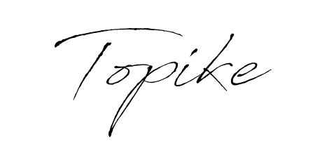 Stand out with a creative autograph for Topike. The Antro_Vectra styling blends modern aesthetics with classic signature flourishes. Topike signature style 6 images and pictures png