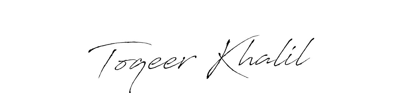 The best way (Antro_Vectra) to make a short signature is to pick only two or three words in your name. The name Toqeer Khalil include a total of six letters. For converting this name. Toqeer Khalil signature style 6 images and pictures png