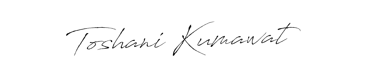 The best way (Antro_Vectra) to make a short signature is to pick only two or three words in your name. The name Toshani Kumawat include a total of six letters. For converting this name. Toshani Kumawat signature style 6 images and pictures png