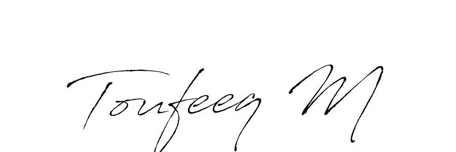 if you are searching for the best signature style for your name Toufeeq M. so please give up your signature search. here we have designed multiple signature styles  using Antro_Vectra. Toufeeq M signature style 6 images and pictures png