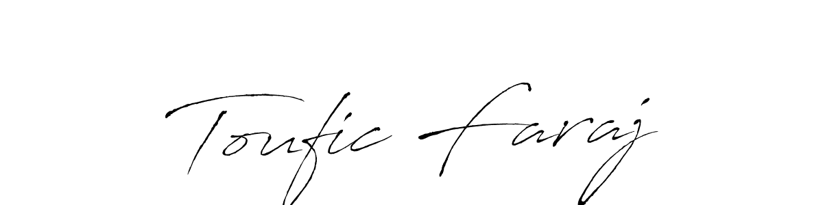 How to make Toufic Faraj name signature. Use Antro_Vectra style for creating short signs online. This is the latest handwritten sign. Toufic Faraj signature style 6 images and pictures png