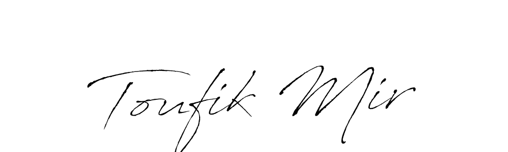 if you are searching for the best signature style for your name Toufik Mir. so please give up your signature search. here we have designed multiple signature styles  using Antro_Vectra. Toufik Mir signature style 6 images and pictures png