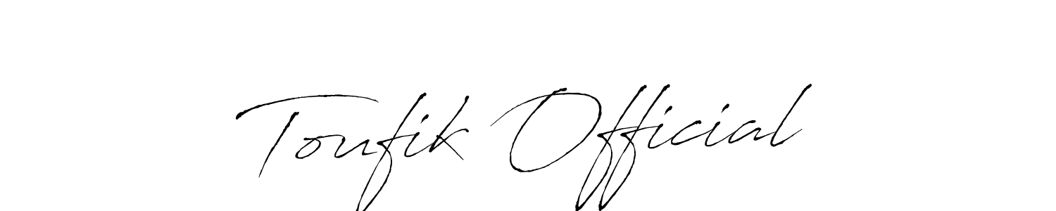 Design your own signature with our free online signature maker. With this signature software, you can create a handwritten (Antro_Vectra) signature for name Toufik Official. Toufik Official signature style 6 images and pictures png