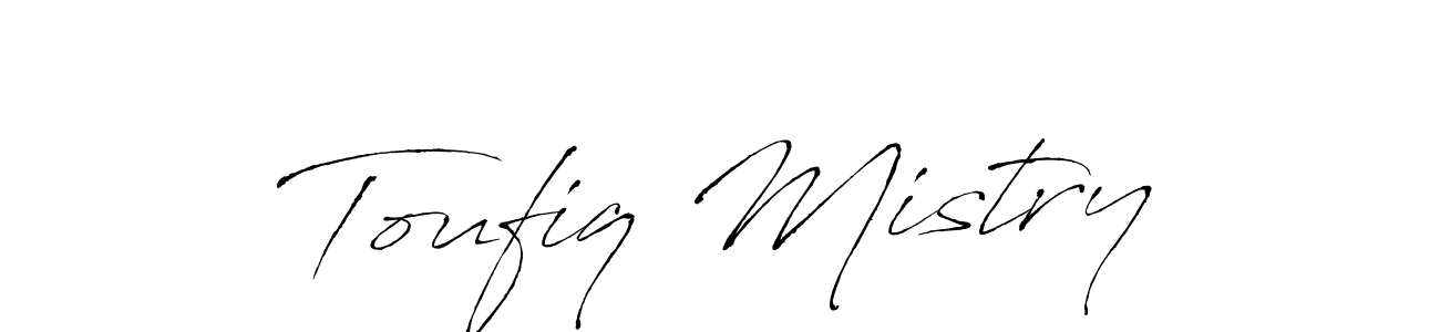 The best way (Antro_Vectra) to make a short signature is to pick only two or three words in your name. The name Toufiq Mistry include a total of six letters. For converting this name. Toufiq Mistry signature style 6 images and pictures png