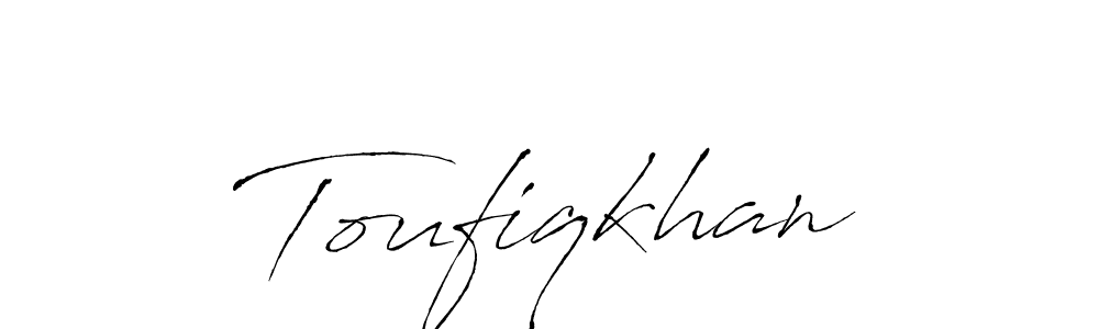 The best way (Antro_Vectra) to make a short signature is to pick only two or three words in your name. The name Toufiqkhan include a total of six letters. For converting this name. Toufiqkhan signature style 6 images and pictures png