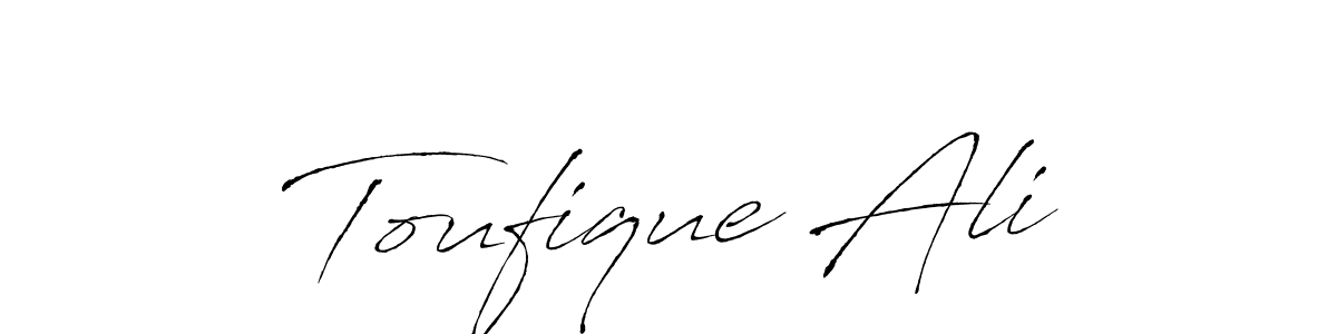 The best way (Antro_Vectra) to make a short signature is to pick only two or three words in your name. The name Toufique Ali include a total of six letters. For converting this name. Toufique Ali signature style 6 images and pictures png